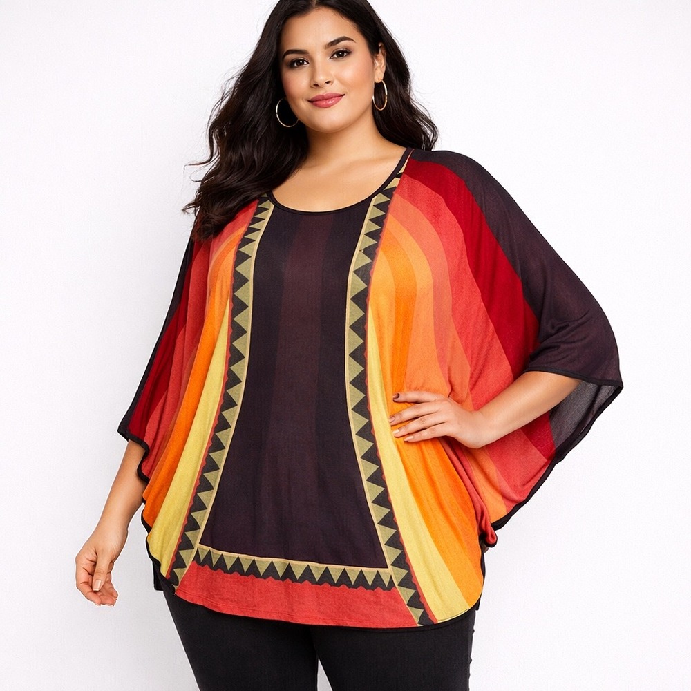 French Connection Sheer Multicolor Poncho Style Top –‎ Size L